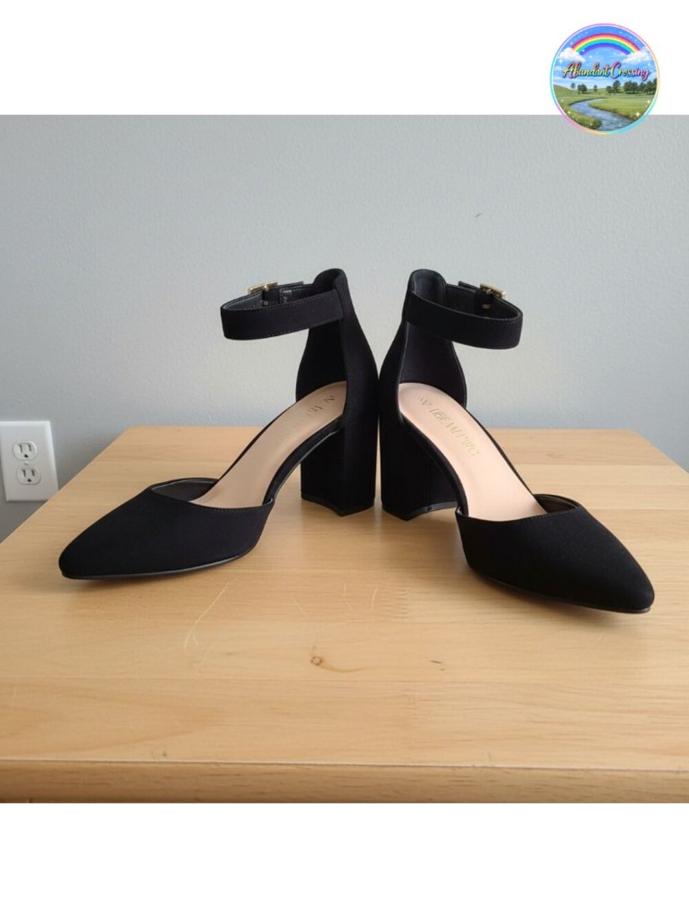 Women's Closed Toe Block Heel Pumps Adjustable Ankle Strap Faux Leather Heels